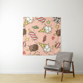 Naadloos patroon met schattig ijs en lolly's wandkleed (In Situ (horizontaal))
