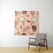 Naadloos patroon met schattig ijs en lolly's wandkleed (In situ)