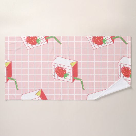 Naadloos patroon met schattige aardbeienmelk van c badhanddoek (Badhanddoek)