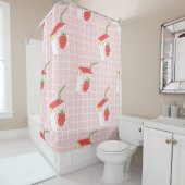 Naadloos patroon met schattige aardbeienmelk van c douchegordijn (In situ)