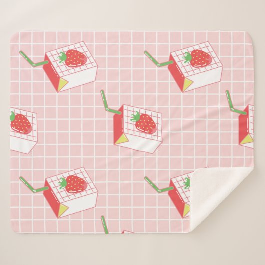 Naadloos patroon met schattige aardbeienmelk van c sherpa deken (Voorkant (horizontaal))