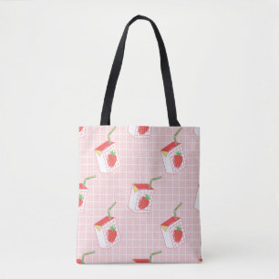 Naadloos patroon met schattige aardbeienmelk van c tote bag