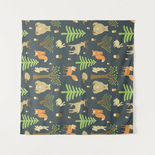 naadloos patroon met schattige afbeeldingen beer, wandkleed (Voorkant (horizontaal))