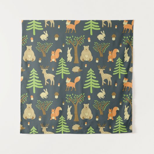  naadloos patroon met schattige afbeeldingen beer, wandkleed (Voorkant)