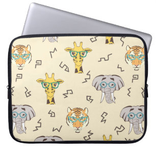 Naadloos patroon met schattige afrikaanse dieren: laptop sleeve