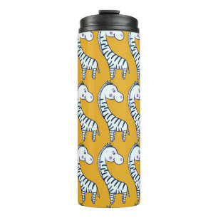 Naadloos patroon met schattige cartoon zebrageel b thermosbeker