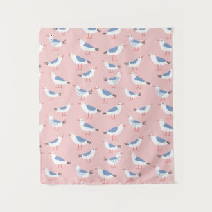 Naadloos patroon met schattige cartoons zeegarens wandkleed