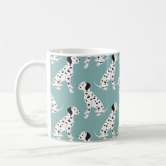 Naadloos patroon met schattige dalmatiaan koffiemok (Links)