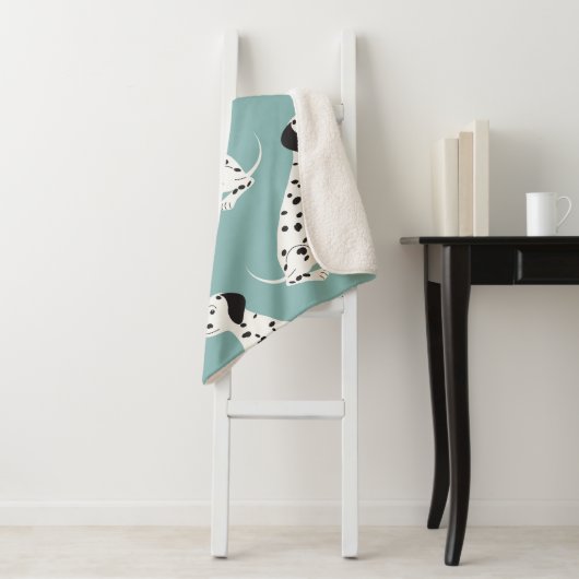 Naadloos patroon met schattige dalmatiaan sherpa deken (In situ)