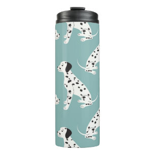 Naadloos patroon met schattige dalmatiaan thermosbeker