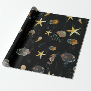 Naadloos patroon met schattige decoratieve vissen cadeaupapier