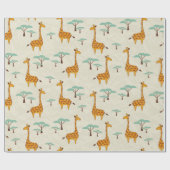 Naadloos patroon met schattige giraffen en bomen,  cadeaupapier (Vlak)