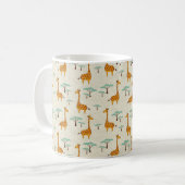 Naadloos patroon met schattige giraffen en bomen, koffiemok (Voorkant links)