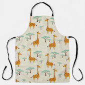 Naadloos patroon met schattige giraffen en bomen, schort (Voorkant)