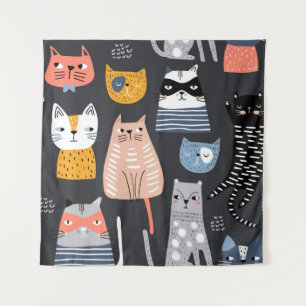 Naadloos patroon met schattige Kittens in een ande Wandkleed