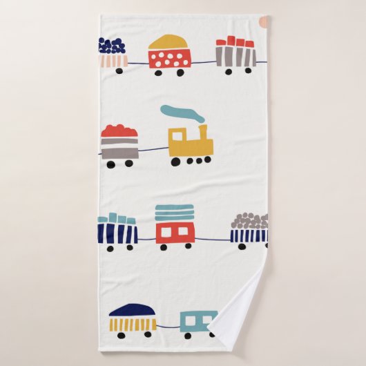 Naadloos patroon met schattige kleurentreinen badhanddoek (Badhanddoek)