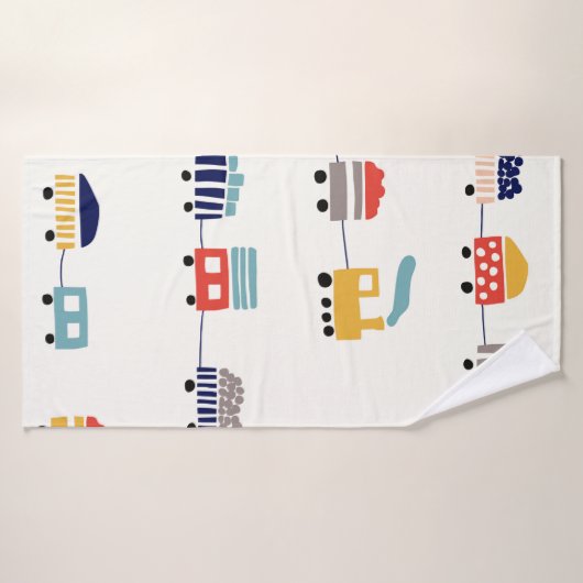 Naadloos patroon met schattige kleurentreinen badhanddoek (Badhanddoek)