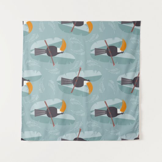 Naadloos patroon met schattige oerwouden papegaai wandkleed (Voorkant (horizontaal))