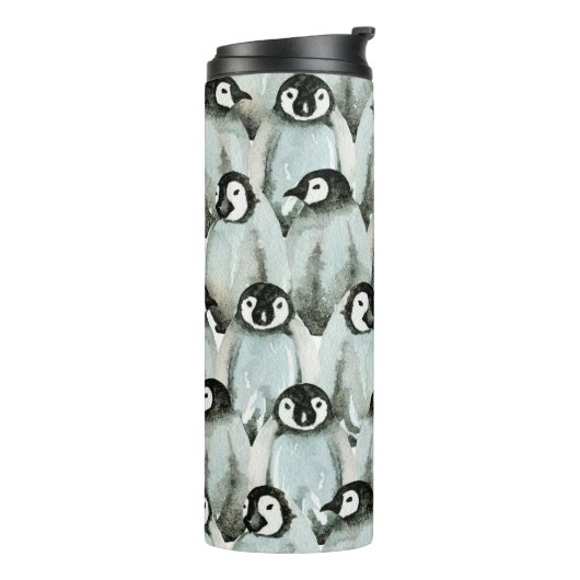 Naadloos patroon met schattige pinguïns thermosbeker (Gedraaid links)