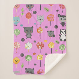 Naadloos patroon met schattige roze dieren sherpa deken