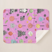 Naadloos patroon met schattige roze dieren sherpa deken (Voorkant (horizontaal))