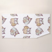 naadloos patroon met schattige uil badhanddoek (Badhanddoek)