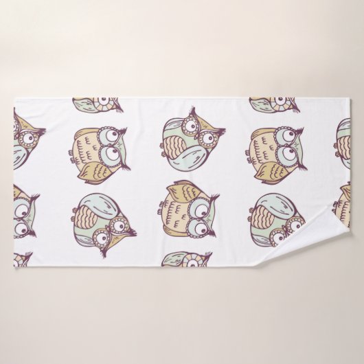  naadloos patroon met schattige uil badhanddoek (Badhanddoek)