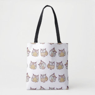 naadloos patroon met schattige uil tote bag