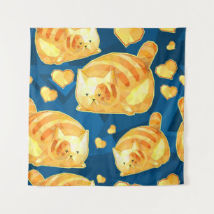 Naadloos patroon met schattige veelhoekige cartoon wandkleed