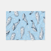 Naadloos patroon met schattige walvissen en sterre fleece deken (Voorkant (Horizontaal))