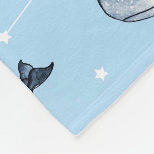 Naadloos patroon met schattige walvissen en sterre fleece deken (Hoek)