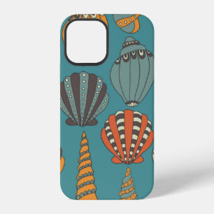Naadloos patroon met schelpen, handgetekende picto iPhone 12 hoesje