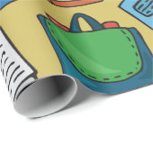 Naadloos patroon met schoolbenodigdheden op geel cadeaupapier (Rol Hoek)