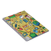 Naadloos patroon met schoolbenodigdheden op geel notitieboek (Rechterzijde)