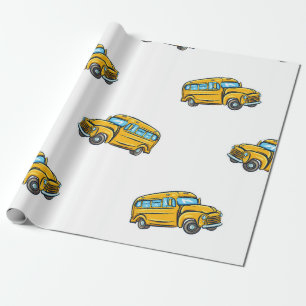 naadloos patroon met schoolbus, scho cadeaupapier