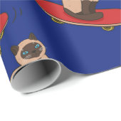 Naadloos patroon met siamese katten op skateboards cadeaupapier (Rol Hoek)