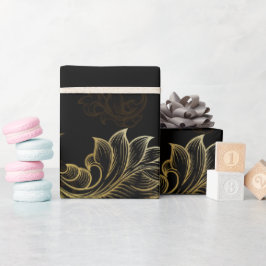 Naadloos patroon met sierlijke, wervelende gouden  cadeaupapier