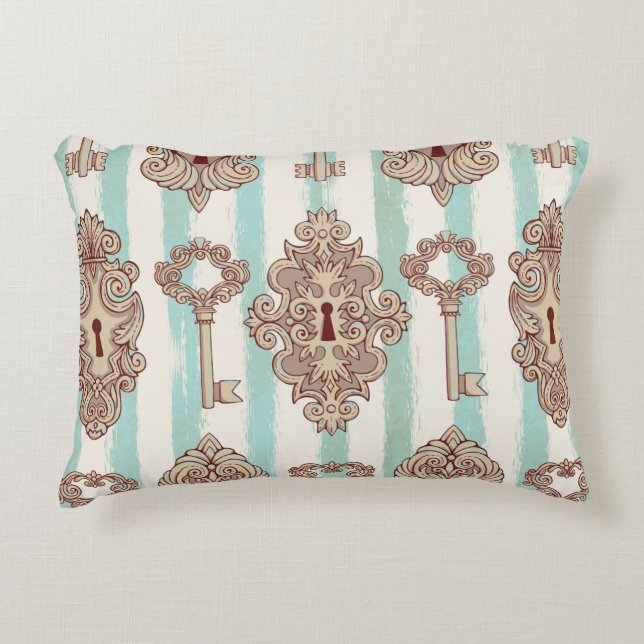 Naadloos patroon met  sleutels en sloten. Vrij Accent Kussen (Voorkant)