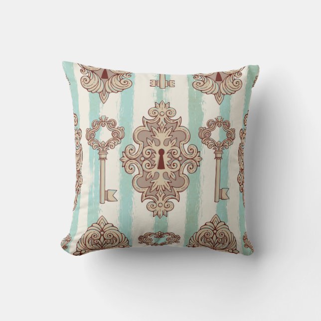 Naadloos patroon met  sleutels en sloten. Vrij Kussen (Voorkant)