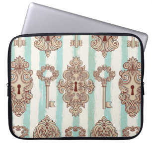 Naadloos patroon met  sleutels en sloten. Vrij Laptop Sleeve