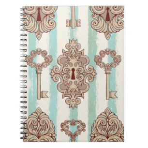 Naadloos patroon met  sleutels en sloten. Vrij Notitieboek