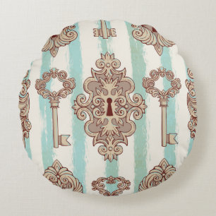 Naadloos patroon met sleutels en sloten. Vrij Rond Kussen