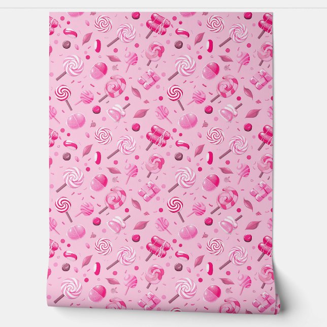 Naadloos patroon met snoepjes, lolly's, blauw rug behang (Afrollen)