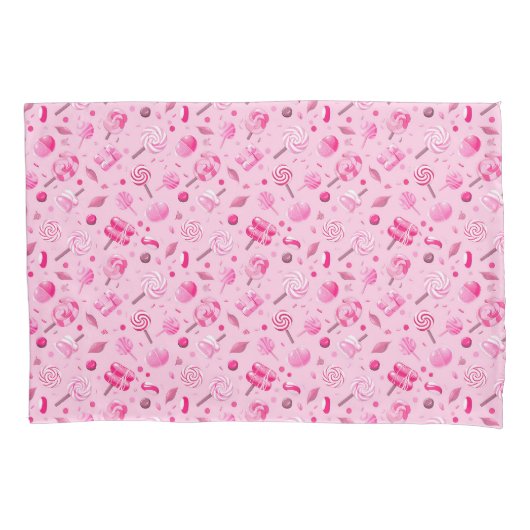 Naadloos patroon met snoepjes, lolly's, blauw rug kussensloop (Voorkant)