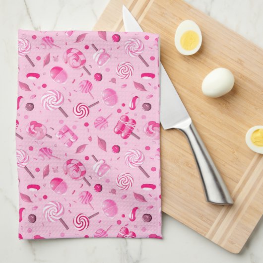 Naadloos patroon met snoepjes, lolly's, blauw rug theedoek (Quarter Fold)