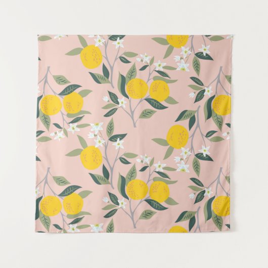 Naadloos patroon met takken van sinaasappels in bl wandkleed (Voorkant)