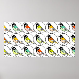 Naadloos patroon met tit-mondjes poster