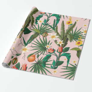 Naadloos patroon met tropisch blad, bloemen en f cadeaupapier