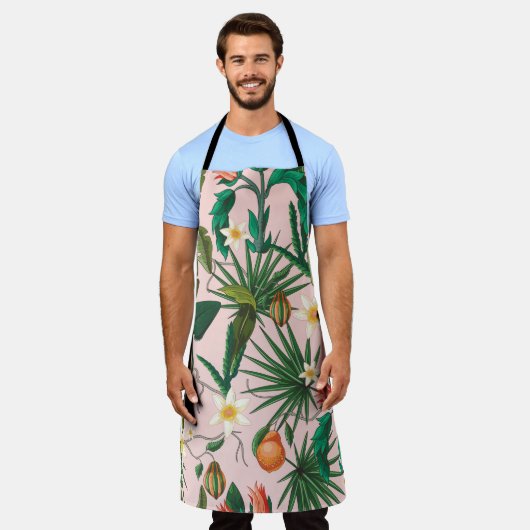 Naadloos patroon met tropisch blad, bloemen en f schort (Gedragen)