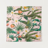 Naadloos patroon met tropisch blad, bloemen en f wandkleed (Voorkant (horizontaal))